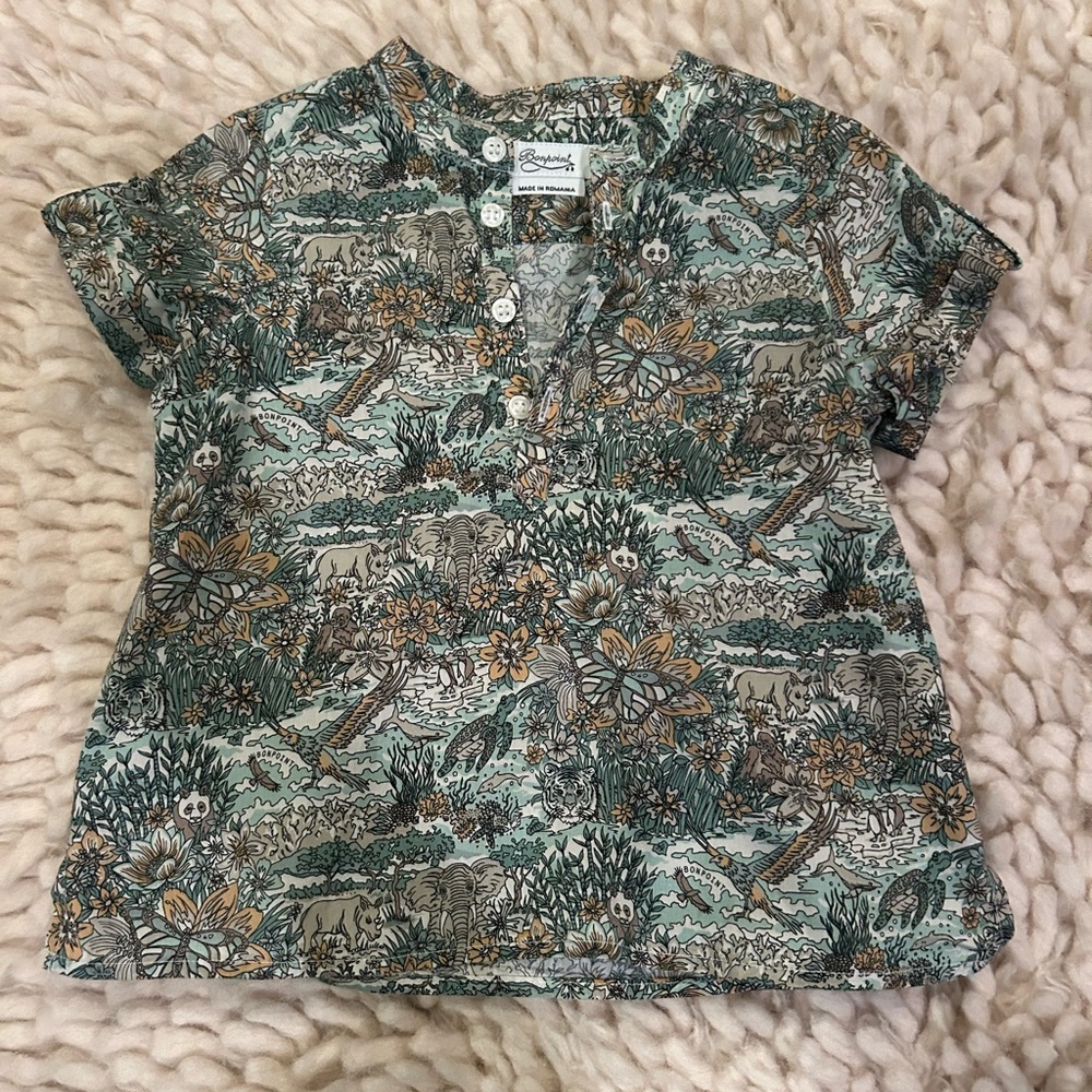 Bonpoint 2T safari short sleeve blouse